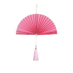 Веер-гармошка с кисточкой 40 см, розовый