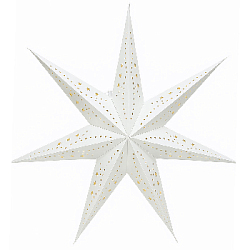 Звезда семиконечная бумажная 60 см, Звезды и кружочки, белый